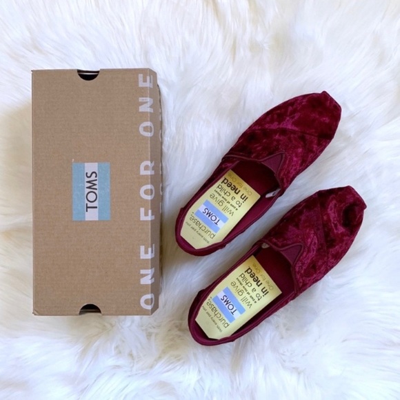 Toms Shoes - Toms Black Cherry Crushed Velvet Slip-On Sneakers